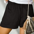 thumbnail image 4 of Summer Cotton Shorts Womens Plus Size Drawstring Elastic Waist Stretch Wide Leg Shorts with Pockets Beach Casual Pant (5XL, Black), 4 of 7