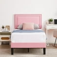 thumbnail image 6 of VECELO Set of 2 Twin Bed Frames, Modern Upholstered Platform Bed Frame with Button Tufted Adjustable Headboard, No Box Spring Needed, Pink, 6 of 10