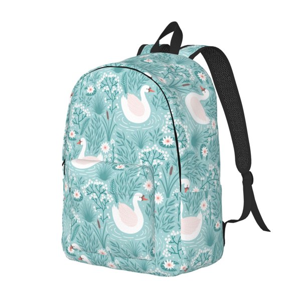 Balery Swan And Flowers4 Mochila Clásica Impresa Básica para Viaje, Mochila Escolar Resistente al Agua, Mochila de Lona con Correas Ajustables-Medium