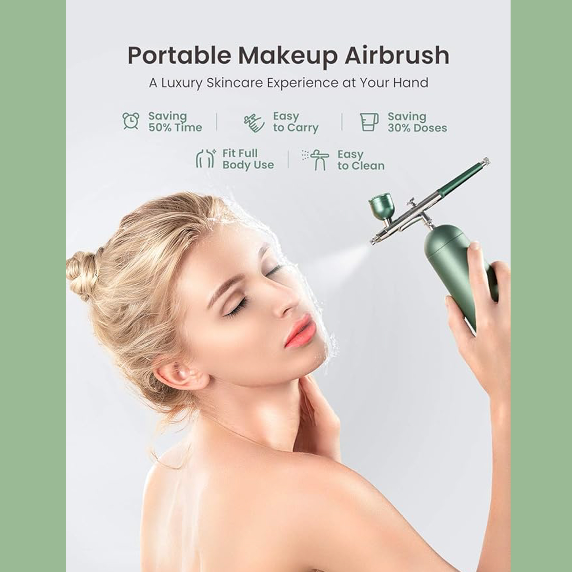 GXDiffuser CJRP_GREEN GX Nano Mist Sprayer Facial Steamer Green,Portable and Rechargeable  Atomizer