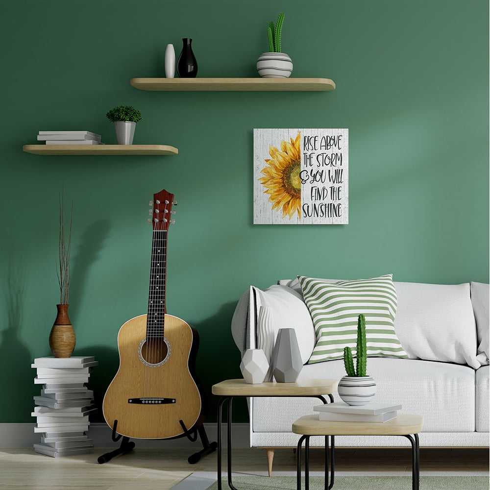 Stupell Industries Above Storm Find Sunshine Phrase Rustic Sunflower Canvas Wall Art by Patricia Pinto