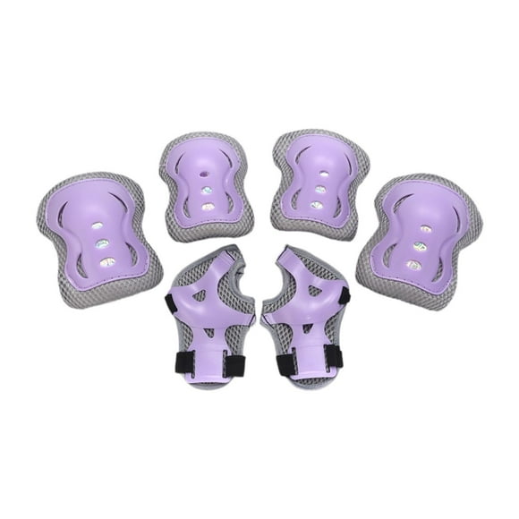 Conjunto de protección para muñecas, codos y rodilleras para niños, cómodo y protector para patines, ideal para deportes, patinaje al libre Lavanda gris
