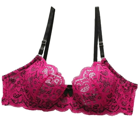 Blczomt Plus Size Bras for Women Underwire Sexy Balconette Lace Soft Pink Bra
