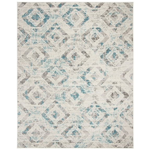 SAFAVIEH Skyler Salim Geometric Area Rug, Ivory/Blue, 6' x 9'