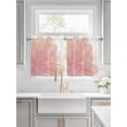 thumbnail image 2 of Half Window Curtains 24 Inches Long, Pink Gold Window Treatment Curtain Drapes, Boho Modern Abstract Minimalist Aesthetic Flower Short Curtains Tiers for Kitchen Over Sink, 27.5"x24", 2 Panels, 2 of 7