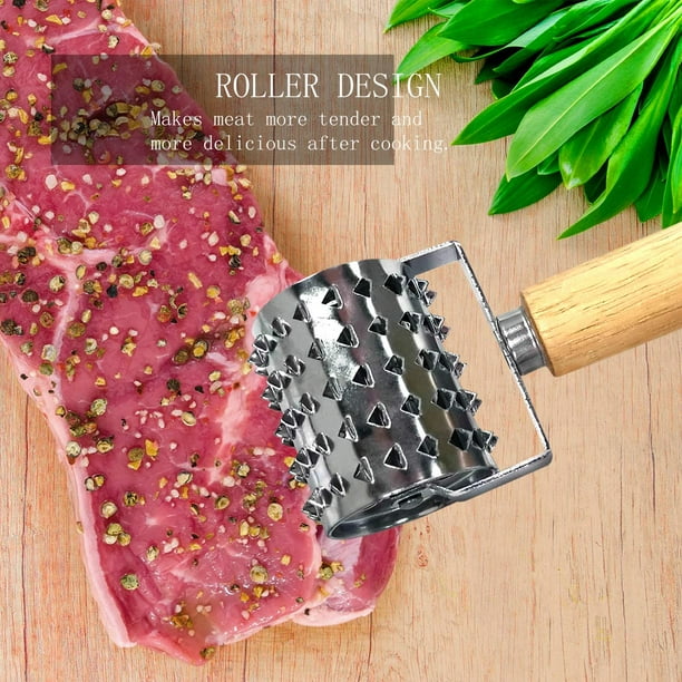 Stainless Steel Meat Tenderizer, Rolling Seasoning Meat Tenderizer