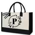 thumbnail image 2 of MesaSe Sac à Main en Toile Mode pour Femmes Imprimé Lettres Fleurs Couleur Frappé Portable, 2 of 6