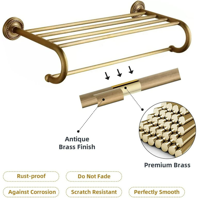Brushed Gold Wall Mounted Single/ Double Bar Towel Rack Antique