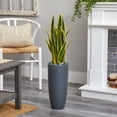 thumbnail image 2 of Nearly Natural Plastic 3' Sansevieria Artificial Plant in Gray Bullet Planter, 2 of 4