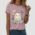 thumbnail image 2 of enyan Shirt Fall Tee Shirt Funny Tee Pumpkin Graphic Cute Ghost Clothes Halloween T-Shirts Halloween Women Shirt Light Pink,S, 2 of 6