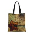 thumbnail image 1 of NUDECOR Sac Fourre-Tout en Toile Marron Inspiré Vintage Guitare Étoiles Instruments de Musique Sac Réutilisable Épaule Courses, 1 of 1
