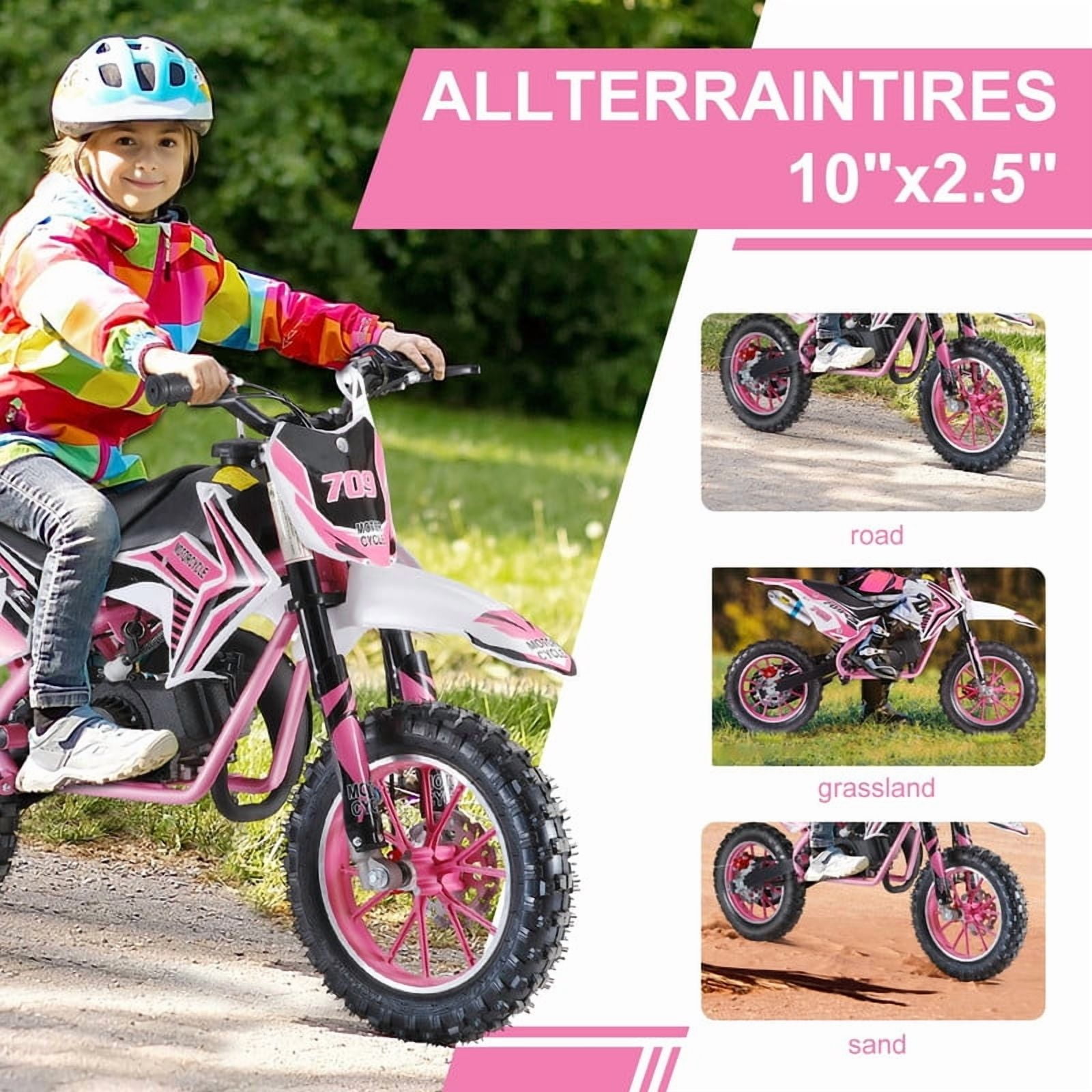 49cc Mini Dirt Bike for Kids, 2-Stroke Gas Power Off-Road Motorcycle with 10-Inch Tires Front & Rear Disc Brakes Shock Absorbing Soft Seat Cushion, Mini Motocross Motorcycle Dirtbike 40 KM/H