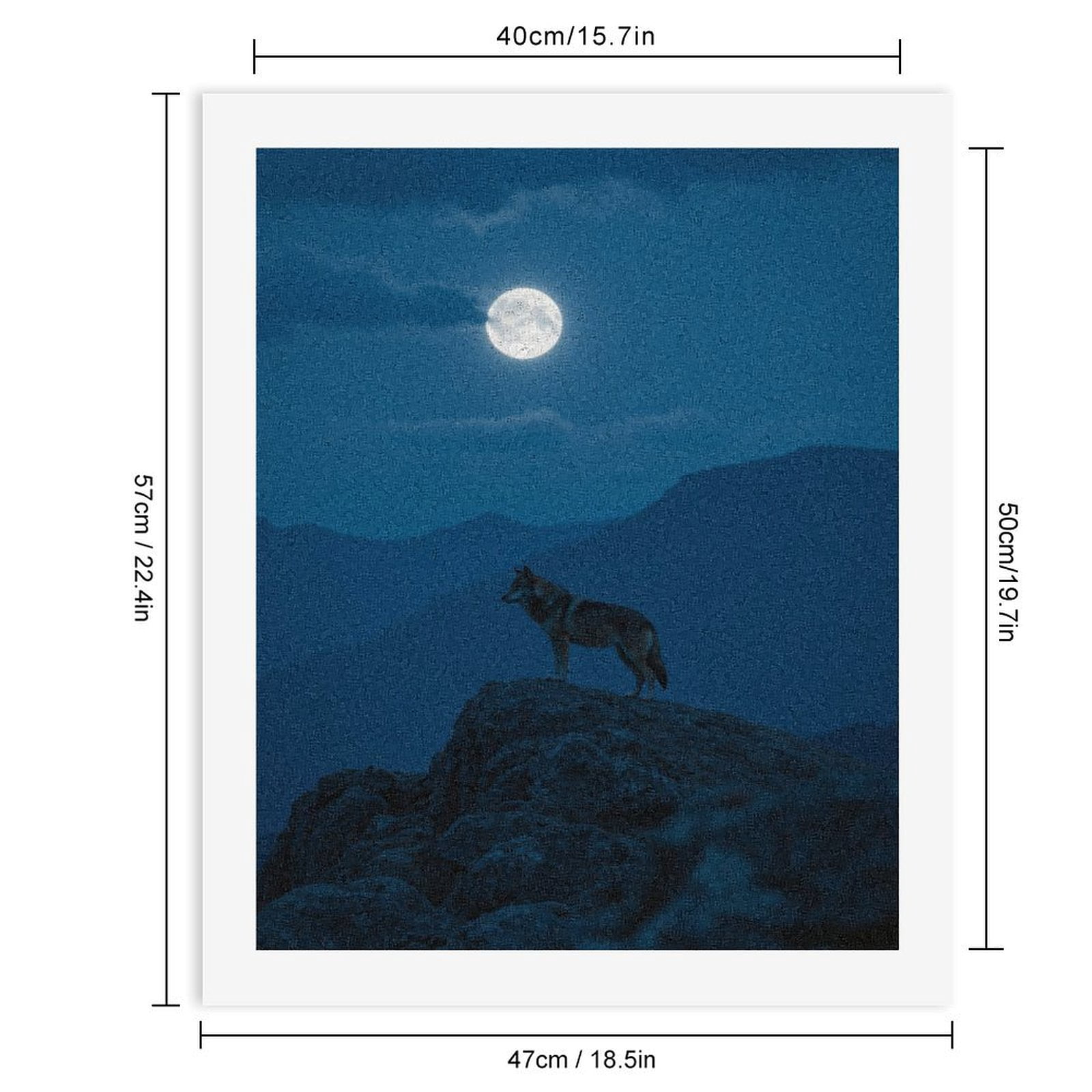 Paint by Numbers Kit for Adults, Wolf On Rock Under Full Moon Paint by Numbers, Easy Paint by Numbers Kit for Adults Beginner, DIY Adult Paint by Number Kits on Canvas, 12x16in Home Decor