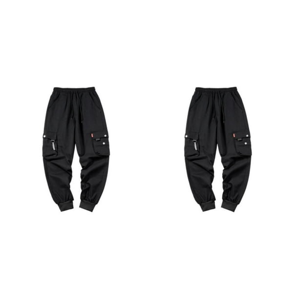 Sonducket Pantalones de harén de moda para hombres - Pantalones de carga cómodos y con múltiples bolsillos Joggers Pantalones de carga 603negro S 2Conjunto