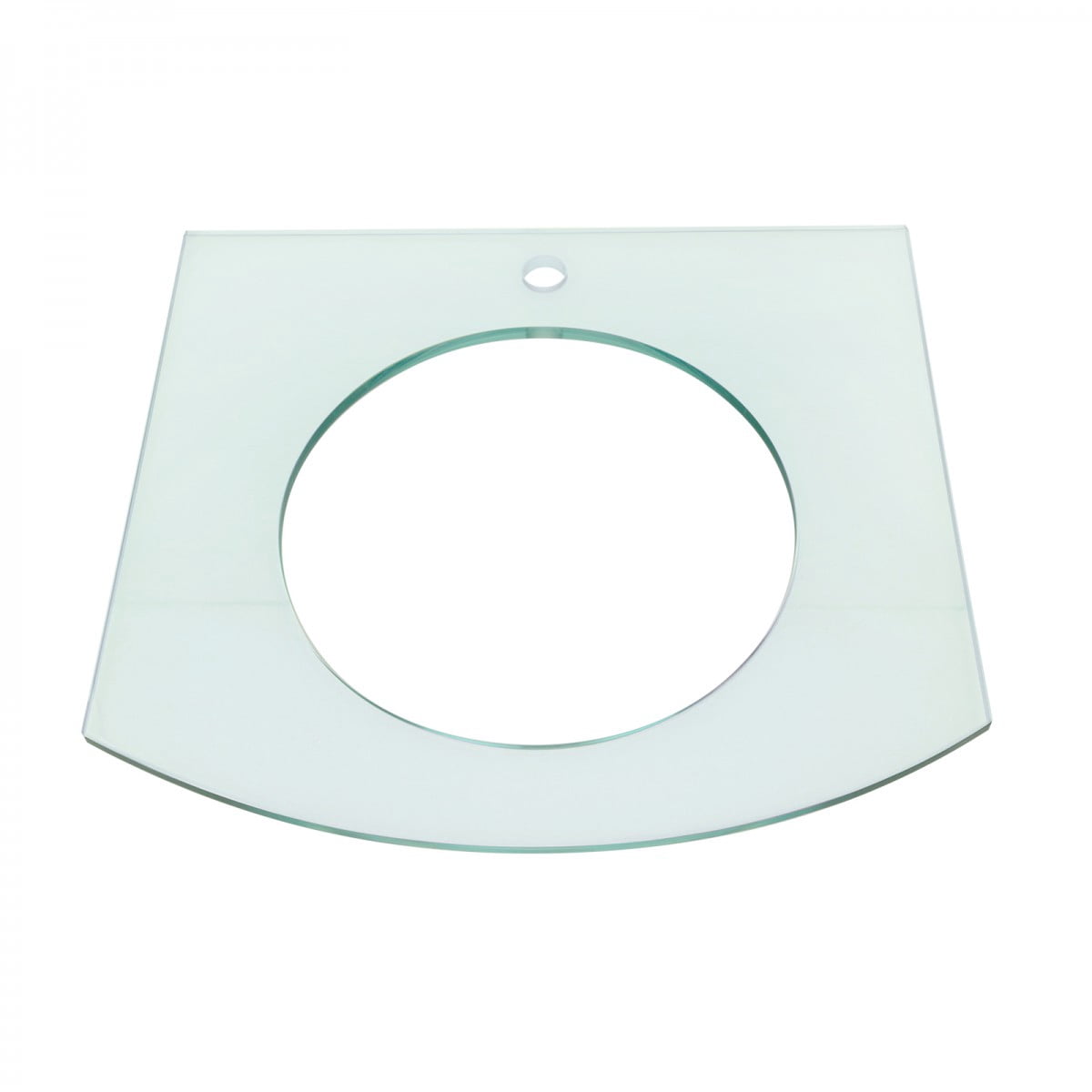 Haiku Glass Wall Mount Console Sink Round Bowl Bathroom Vessel Sink 23 3/4" Clear Tempered Glass Console w/Chrome Faucet, Pop Up Sink Drain and Towel Bar Combo | Renovators Supply