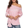 thumbnail image 2 of 1 Pieza Camiseta De Hombro Oblicua Rayas Cruzadas Manga De Batwing Perfecto Con Pantalones L Zulema Blusas con hombros descubiertos, 2 of 8