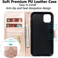 thumbnail image 3 of Case for iPhone 14 Pro Max, Premium PU Leather Magnetic Flip Wallet Case with Card Holder Cash Slot Lanyard Strap Kickstand Function Embossed Mandala Flower Pattern Shockproof Cover-Rose Gold, 3 of 16