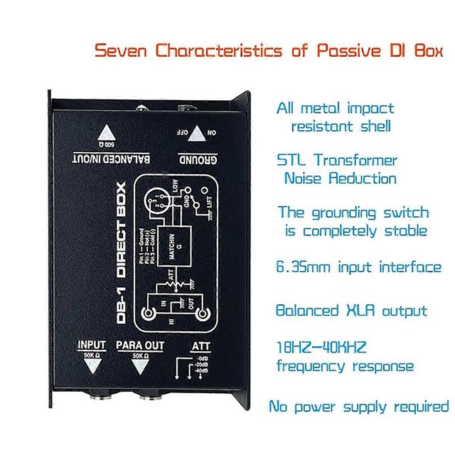 Passive Impedance Converter DI Effects Audio Isolator Passive DI Box DI BOX Box