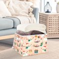 thumbnail image 3 of Yayeee Collapsible Storage Bin with Lid Fabric Closet Decorative Basket with Handles, Beige Christmas Snowman, 3 of 7