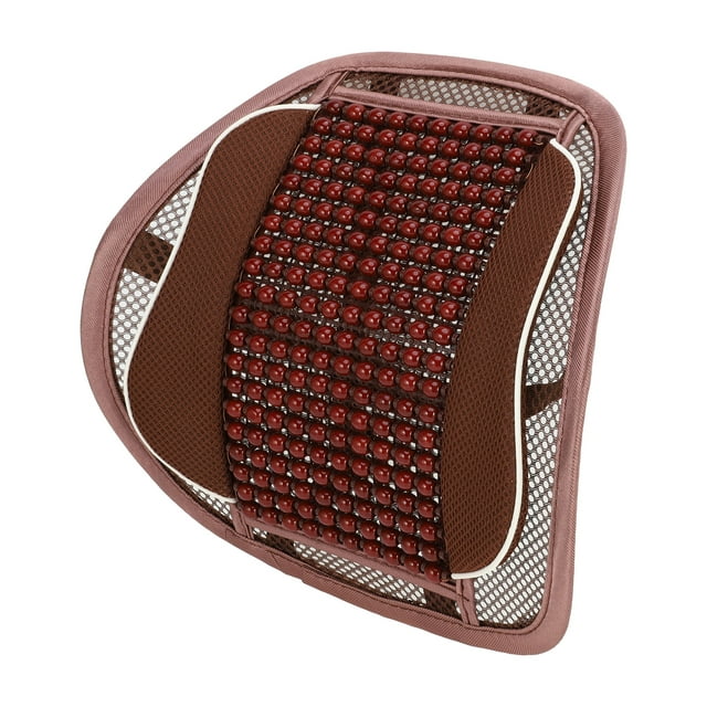 Almohada Lumbar de Masaje de Beads de Bambú para Asiento de Automóvil Unique Bargains 40x43cm Malla Marrón 1 Pc