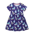 thumbnail image 1 of Robes Petites Filles Tout-Petits Enfants Filles Robe d'Été Imprimé Oiseau Dessin Animé Coton Manches Courtes Robe Décontractée Enfants Robes Bleu 5 Ans-6 Ans, 1 of 6