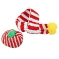 thumbnail image 1 of Dog Hat And Scarf Set, Warm Lovely Striped Shape Easy To Clean Pet Scarf Kit With Plush Ball For Pet For Cat Dog For Christmas For Small Medium Large Dogs, 1 of 8