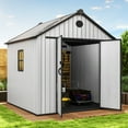 thumbnail image 3 of Uforic Outdoor Resin Storage Shed with Floor & Window, 7.3 x 7.3 ft Weatherproof Outdoor Storage for Tools, Gray, 3 of 9