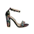 thumbnail image 2 of Women Floral Brocade Open Toe Ankle Strap Block Heel Sandal HD98, 2 of 5