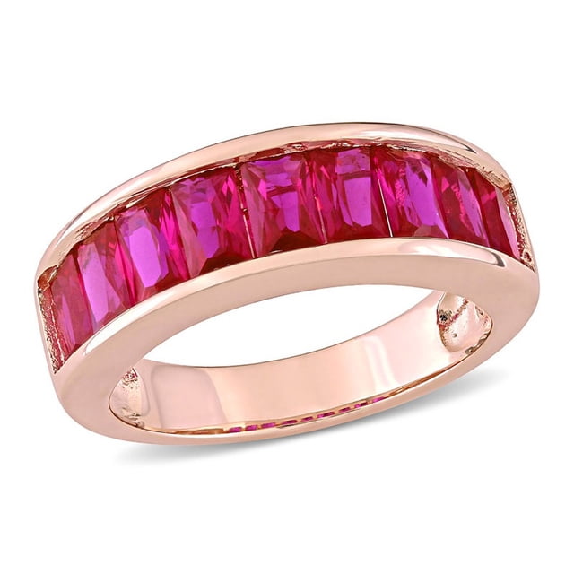 2,70 carats (CTW) Rubis Ruby Ruby Ruby Ring Ring en argent plaqué rose