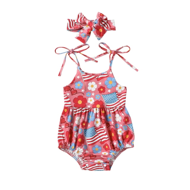 Gibobby Mamelucos para bebe niña con estampado de flores y mangas para niñas pequeñas, mono para recién nacidos con diademas para niños, ropa(Rojo, 18-24 Meses)
