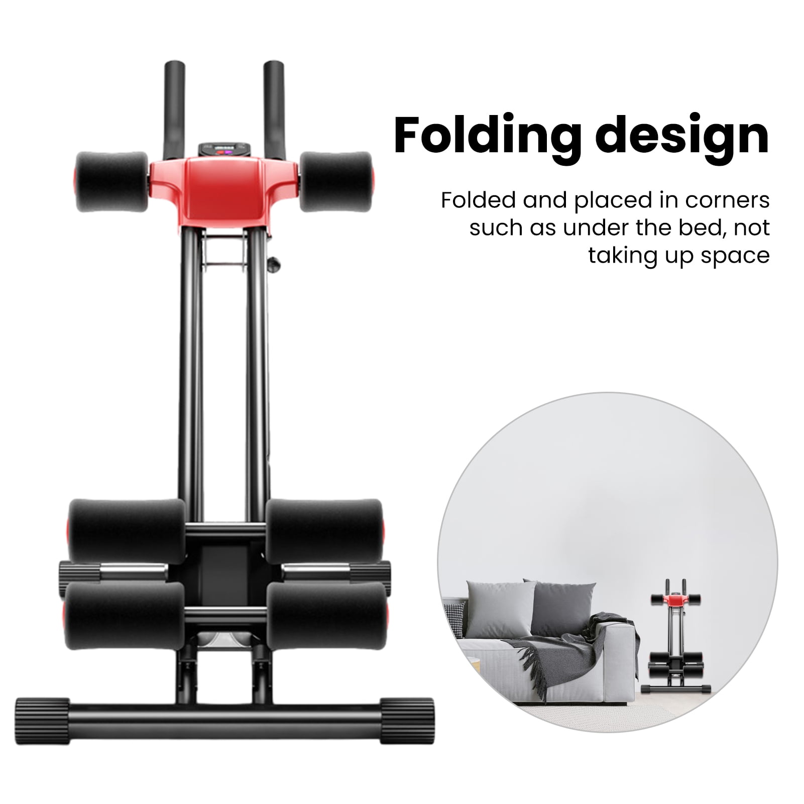 Aqzb Ab Machine for Home Gym, Core Strength Training Equipment for Home Fitness, Ab Crunch Coaster with 5 Intensities and Digital Display, Foldable Core Trainer for Abdominal