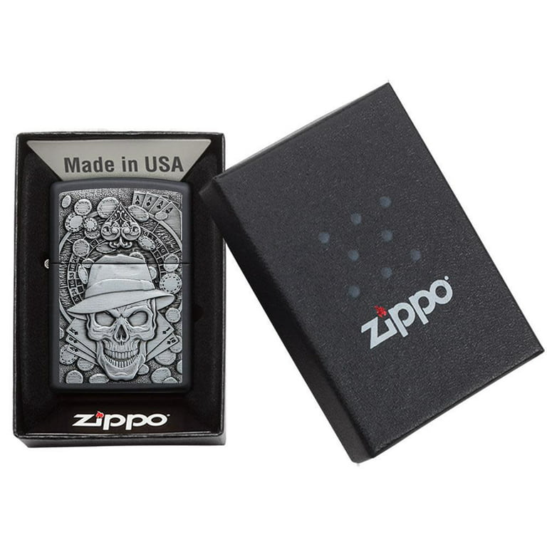 Original Black Matte Zippo Lighter with Personalised Skull Design – Impress  Personalised Gifts