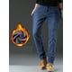 thumbnail image 3 of Vaqueros de polar cálidos para hombre, ideales para negocios, estilo urbano informal con bolsillos para otoño e invierno., 3 of 4