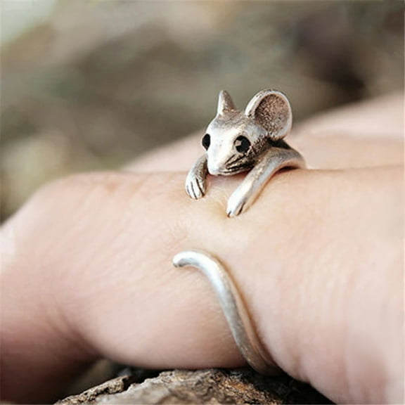 APIPEE Cute Vintage Mouse Design Copper Ring, Animal Themed Fashion Rings Jewelry for Party, Daily Clothing Decor for Women