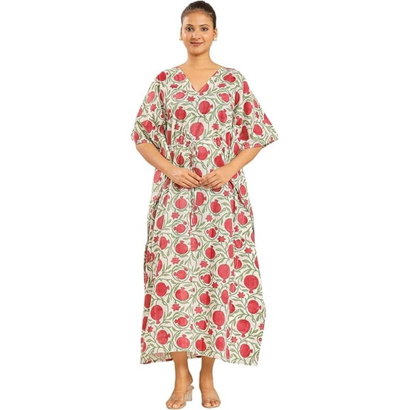 Cotton Kaftan Dress for Women Loose Fit Loungewear Maxi