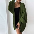 thumbnail image 4 of Baqcunre Womens Jacket Woman Autumn And Winter Solid Color Fashion Knitted Sripe Casual Coat Batwing Sleeve Lohas Time Long Cardigan Womens Coats Womens Fall Fashion 2023 Green M, 4 of 8
