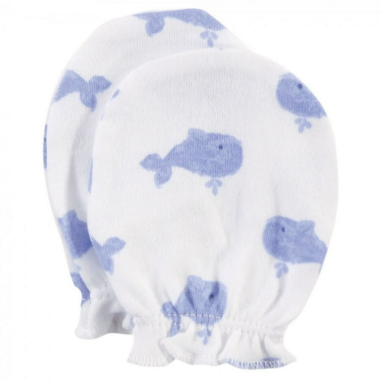 【オープニング 大放出セール】 Mittens, Scratch Cotton Boy Infant Baby Hudson Blue 0 Whale, ベビー