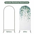 thumbnail image 4 of Eucalyptus Leaves Arch Backdrop Cover, Spandex Fitted Wedding Arch Cover, Green Botanical Summer Spring Leaves Round Top Stand Covers for Birthday Ceremony Bridal Shower Party Decor 7.2x4 Ft, 4 of 9