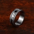 thumbnail image 3 of HOOUN Men's Women's Viking Runes Stainless Steel Cable Chain Inlay Wedding Bands Ring-7-Silver, 3 of 6