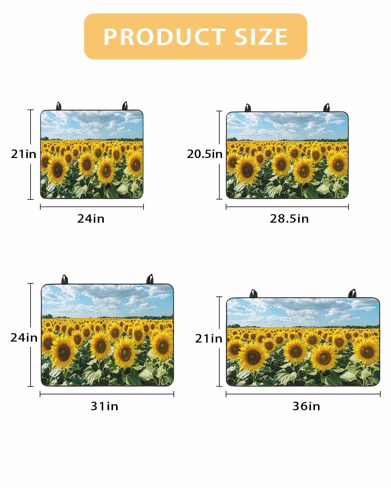 nqOlkjepod Large Induction Cooktop Protector Mat 24"x21", Turmeric Sunflowers Stove Top Covers for Electric Stove, Spring Floral Blue Sky Country Farm Stove Burner Cover Mats, Glass Top Stove Cover