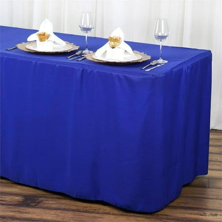 

6FT Royal Blue Fitted Polyester Rectangular Table Cover - Pack of 1 Tablecloth