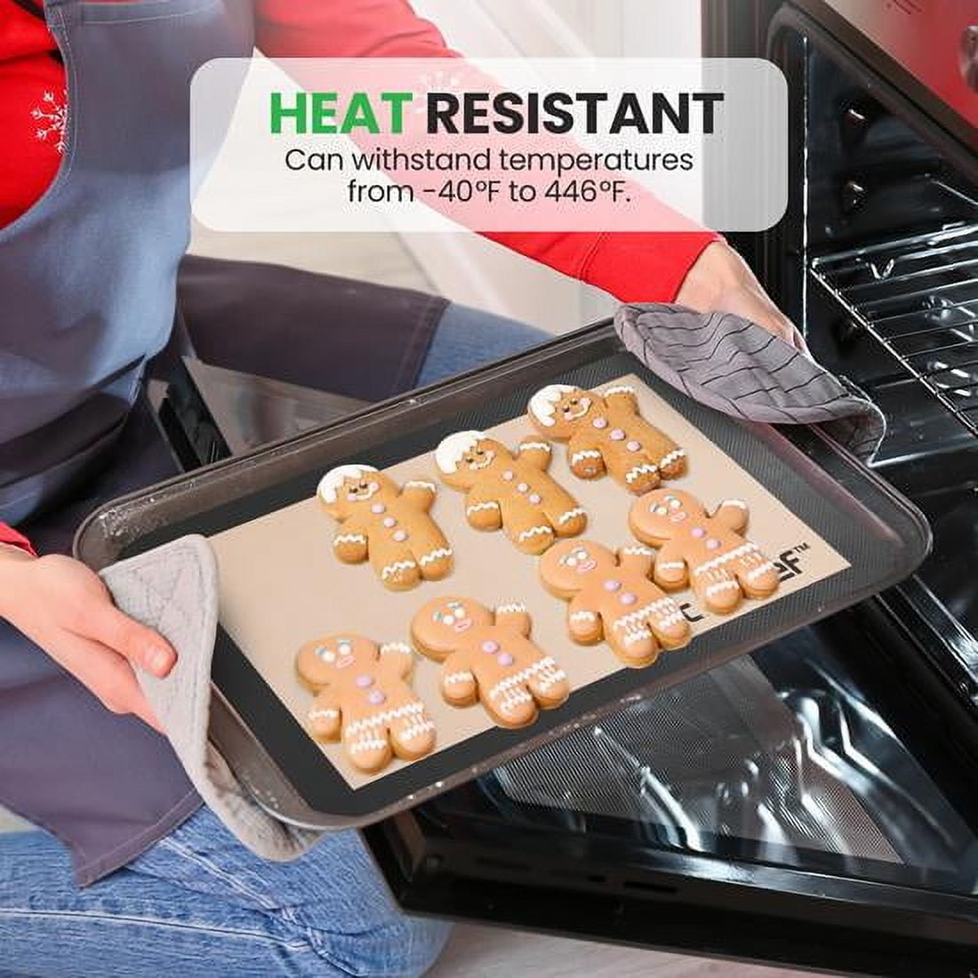 Nutrichef Silicone Baking Mats | 2 Non-stick Food-Grade Silicone Mats | Perfect for Full Baking Pans 24.4 x 16.5 IN | Oven-safe Up to 480 Degrees F | Suitable for Ovens, Freezers & Dishwashers -Black