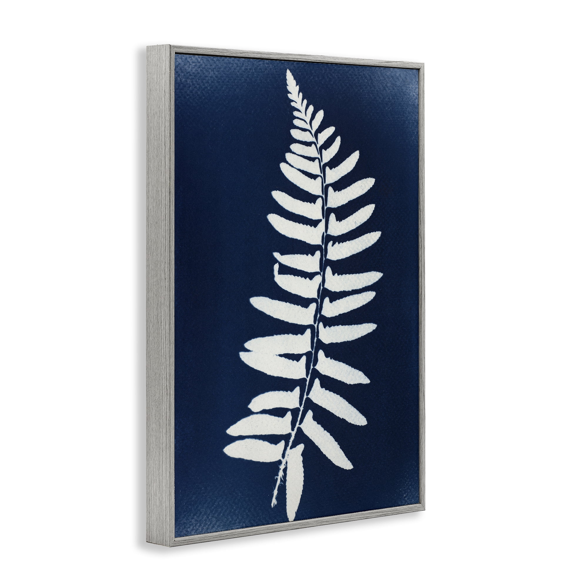 Stupell Industries Fern Leaf on Indigo Gray Framed Giclee Art, design by Lynn Byrd