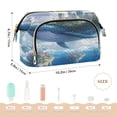 thumbnail image 6 of Wavy Quilted Cosmetic Bag Large-Capacity Travel Toiletry Organizer Includes 9-Piece Portable Travel Bottle Set Sky Magic Blue Whale, 6 of 6