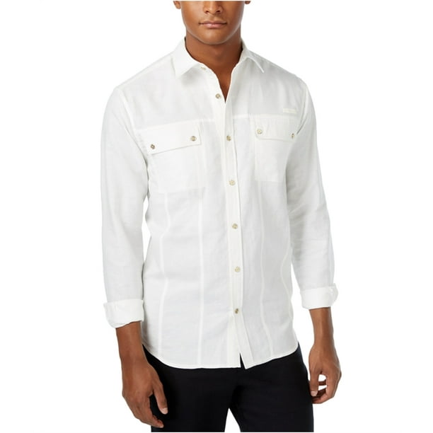 Sean John - Sean John Mens Solid Button Up Shirt, White, Big 4X ...