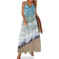 thumbnail image 2 of Ocean Blue Shore Waves Sleeveless Dress Women's skirt women's clothing trend Elegant gown, 2 of 6