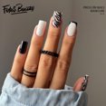 thumbnail image 1 of Christmas Decoration Fofosbeauty False Nails, Square Press on Nails Tips Design, Zebra Black White, 1 of 7