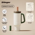 thumbnail image 3 of Sidagar 36 oz Stainless Steel Vacuum Insulated Ceramic Lined Tumbler, Cream Sprout White, 3 of 9