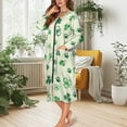 thumbnail image 5 of Yuyamidu St. Patrick's Day Womens Zipper Robe Long Lightweight Bathrobe Dog Paw Sleepwear Gown Green Leaf Long Sleeve Robes for Women Plus Size M Ladies Lounge Dresses, 5 of 7