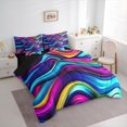 thumbnail image 2 of Castle Fairy Glossy Layered Neon Wave 7-Piece Twin Bedding,Horizontal Swirl Vibrant Fluid Pattern Bedding Comforter Set,Cyan Magenta,Black Reversible, 2 of 7